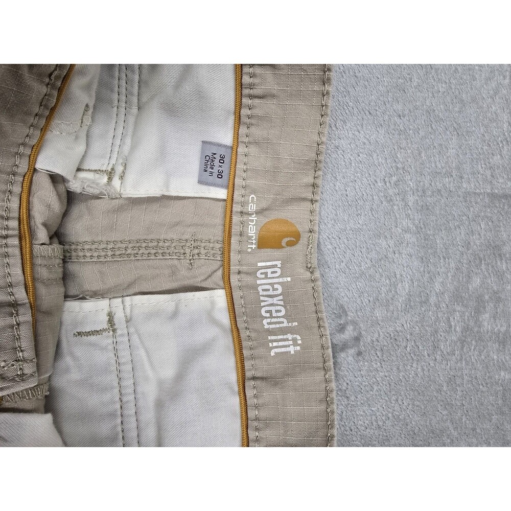 Carhartt Cargo Pants Mens 30x30 Tan Khaki Ripstop Relaxed Fit Workwear Casual - Picture 2 of 9